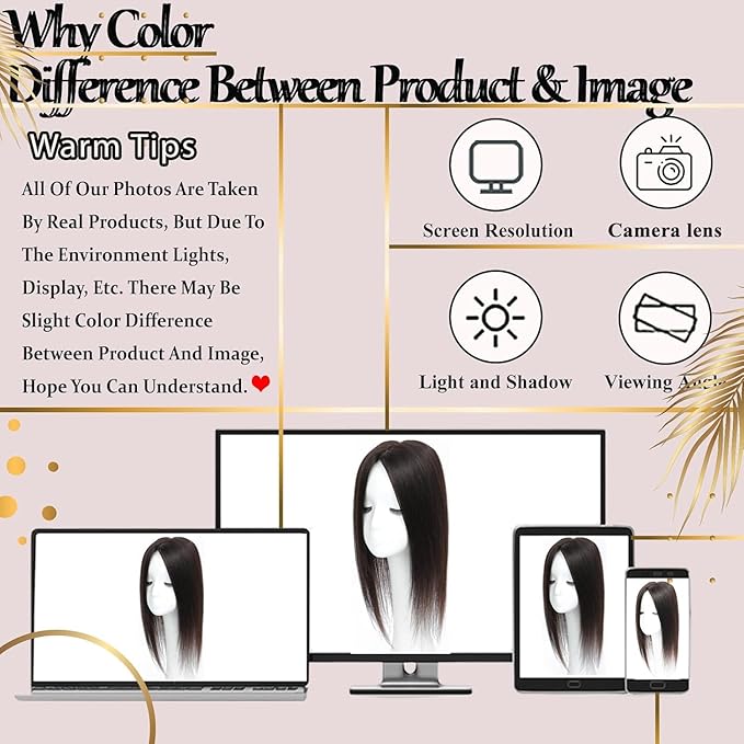 Hair Toppers for Women Real Human Hair, 360° 3D Human with Thinning Upgrade Middle Part Clip in Bangs Topper Hair Pieces for Women Daily(Medium Dark Brown, 18 Inch-3D-Side)