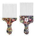 2 Pack Professional Stainless Steel Afro Pick Combs, Wide Tooth Metal Hair Picks for Curly Afro Braid Detangling Styling Women Men