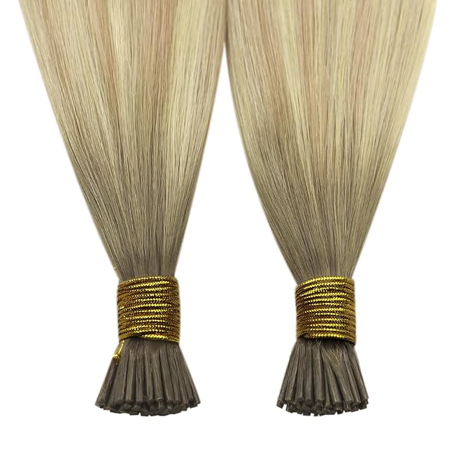 YoungSee I Tips Hair Extensions Real Human Hair Ombre I Tip Extensions Ash Blonde Balayage Platinum Blonde I Tip Extension 18In 60s 50g Itip Hair Extension for Girls