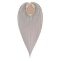 Hairro Human Hair Toppers Free Parted, 3.5x4.7" Base Hand-wovened 100% Real Hairpieces, with Invisible Clips-in for Women, for High Hairline/Adding Volume on Top, 12 Inch Grey