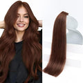 Sunny Hair Tape in Hair Extensions Real Human Hair Invisible Remy Hair Extensions Tape ins for Women Auburn Brown 16 inch 20Pcs 50G
