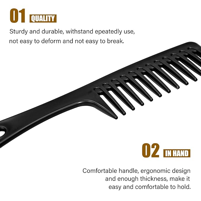 MODENGKONGJIAN 4PCS Wide Tooth Comb, Large Hair Detangling Comb Styling Comb for Curly, Wet, Long Hair (Black & Blue, Polypropylene (PP))