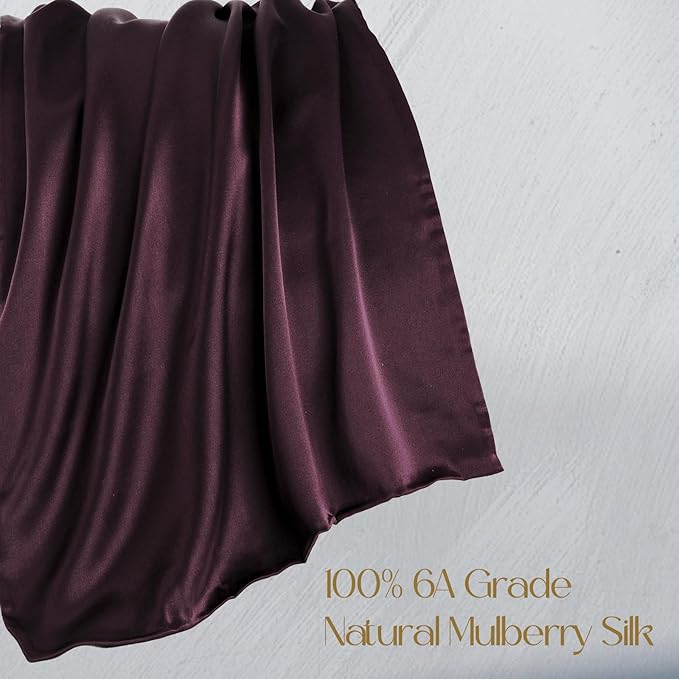 ZIMASILK 100% Pure Mulberry Silk Pillowcase for Hair and Skin Health,Soft and Smooth,Both Sides Premium Grade 6A Silk,600 Thread Count,with Hidden Zipper,1pc(Standard 20''x26'',Eggplant Purple)