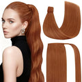 Ve Sunny Hair Extensions Ponytail Real Human Hair Wrap Around Clip in Ponytail Hair Extensions Straight Extensions Human Hair for Women Copper 22inch 80G