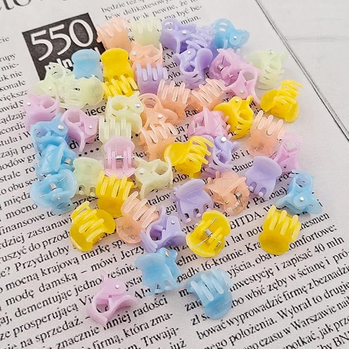 50 PCS Mini Hair Claw Clips， Bangs Strong Grip Multifunction Clamp Clips. (Jelly color)