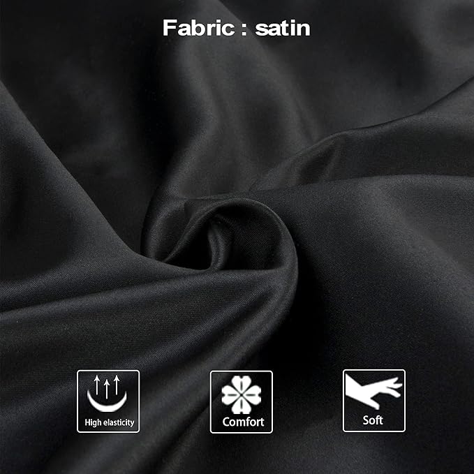 NTBAY Zippered Satin Pillow Cases for Hair and Skin, Luxury Standard Hidden Zipper Pillowcases Set of 2, 20x26 Inches, Black