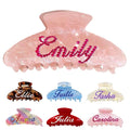 Personalized Colorful Name Hair Claw Clips for Women,Custom Hair Clips with Diamond,Cute Hair Accessories 4",Handmade Rhinestones Hair Clamp Gifts for Mom,Bride,Wife,Bridesmaid（Flash Pink）