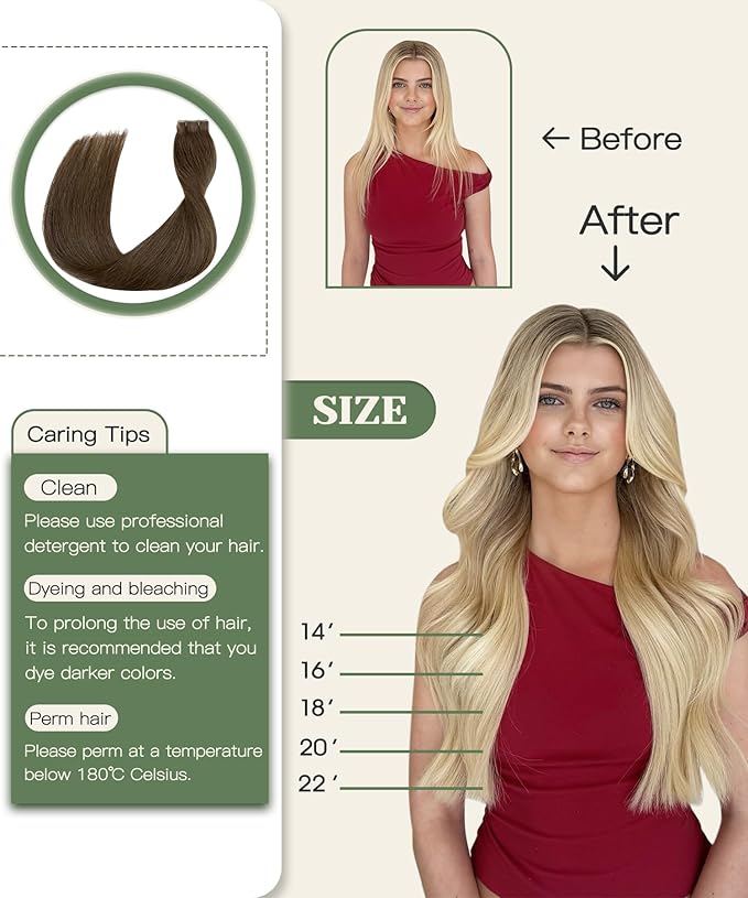 SURNEL Injected Invisible Tape in Hair Extensions Human Hair 20 Inch #4 Chocolate Brown Seamless Tape ins 20 Pcs 45g(#4,20)