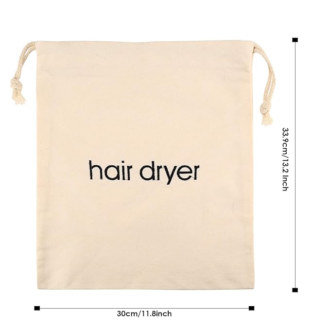 Hair Dryer Bags Drawstring Bag Container Hairdryer Bag for travel bathroom (Black)