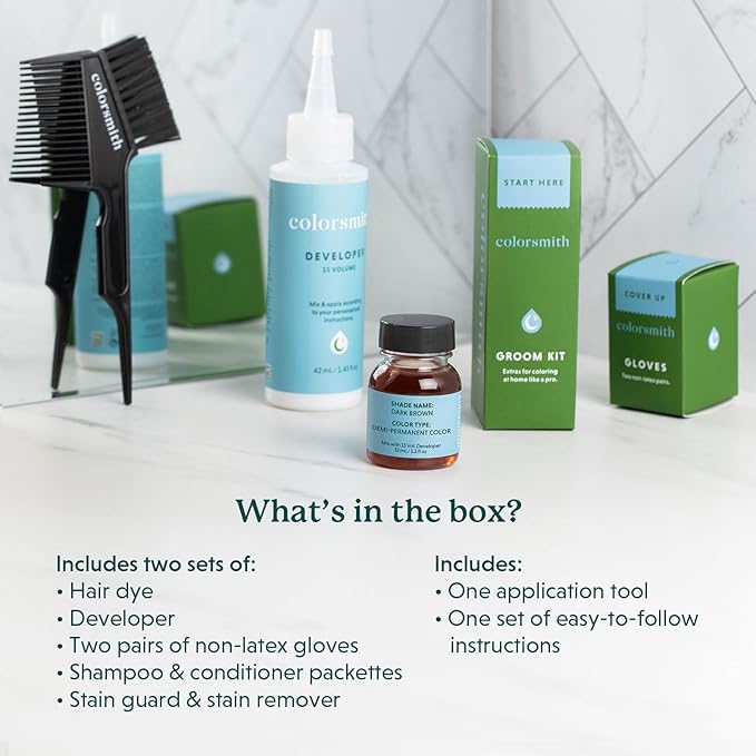 Hair & Beard Color for Blending Grays 2 pack - Darkest Brown - Ammonia-Free Complete Men’s At-home Beard & Hair Dye Kit, Professional-grade Demi-Permanent Hair Color (3.0)