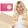 WENNALIFE Tape in Hair Extensions Human Hair, 40pcs 100g 18 inch Balayage Light Wheat Platinum Blonde Hair Extensions Real Human Hair Straight Tape in Extensions Invisible Human Hair Extensions Reusab