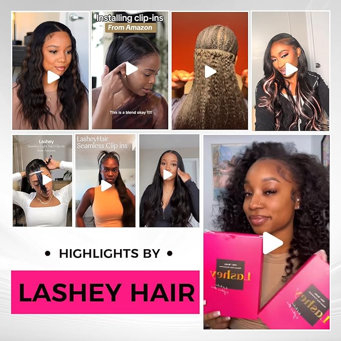 Lashey Seamless Clip in Hair Extensions Real Human Hair, 7pcs 110g 22 Inch Natural Black Straight Clip ins Human Hair Extension for Black Women