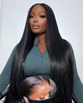 9x6 SKINLIKE Real HD Lace Closure Wig, Straight 180% Density 0.10mm Ultra-thin Swiss Lace Pre-plucked Bleached Small Knots With Baby Hair Natural Black Human Hair Wigs 24 Inch