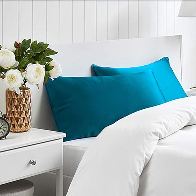 Mulberry Silk Pillowcase for Hair and Skin Made in USA, 22 Momme King Size Silk Pillow Cases with Zipper, 100% Silk, Anti Aging, Anti Acne, 1 Pc 20"x36" (King, Peacock Blue)