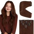 Ve Sunny Clip in Hair Extensions Real Human Hair, Clip on Extensions Human Hair, Short Straight Hair Extensions Clip ins Auburn for Party Add Volume Bold Color, 5pcs 80g 12inch