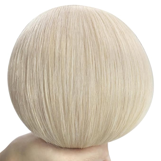 YoungSee Sew in Hair Extensions Real Human Hair Blonde Hair Extensions Weft Platinum Blonde Soft and Smooth Sew in Bundles Human Hair 18Inch 100G