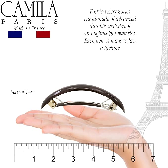 Camila Paris CP2638 French Hair Barrette Clip for Girls for Thick Curly Wavy Long Hair, Strong Hold Grip Hair Clips for Women, Automatic, No Slip Durable Styling Girls Hair Accessories, Made in France