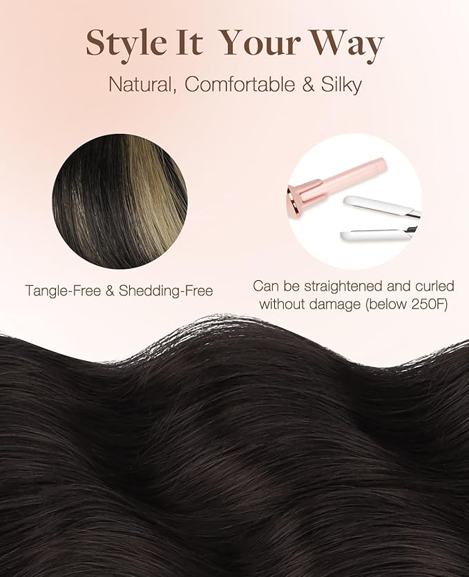 GOO GOO Invisi Edge Tape in Hair Extensions Human Hair, 1B/19/1B Natural Black to Light Blonde 10pcs injected with 10pcs classical tape ins, 20inch 50g, Virgin Remy Hair, Natural Look
