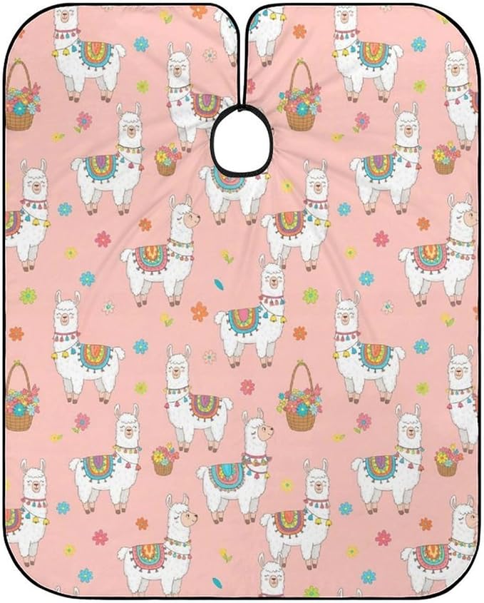 Men Women Adults Pink Llama Hair Cutting Cape, Lightweight Haircut Apron for Styling Hair Cut Hairdresser, Haircut Tools