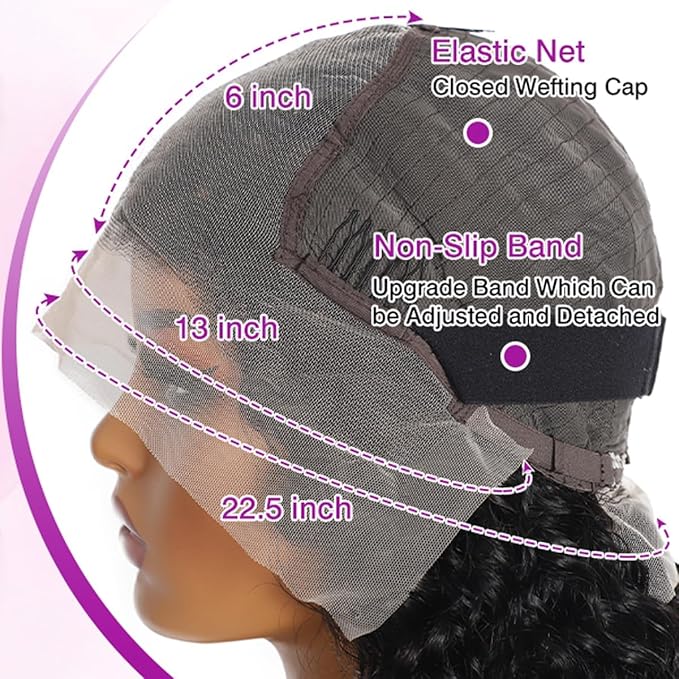 13x6 Deep Wave Lace Front Wigs Human Hair Pre Plucked Deep Curly Wig Human Hair Pre Plucked with Natural Hairline Wet and Wavy Lace Frontal Wig Natural Color 210% Density 30Inch
