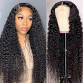22 Inch Deep Wave Lace Front Wigs Human Hair 200% Density 13x6 HD Transparent Deep Wave Lace Front Wigs for Women Curly Wigs Pre Plucked with Baby Hair Glueless Wigs Natural Color