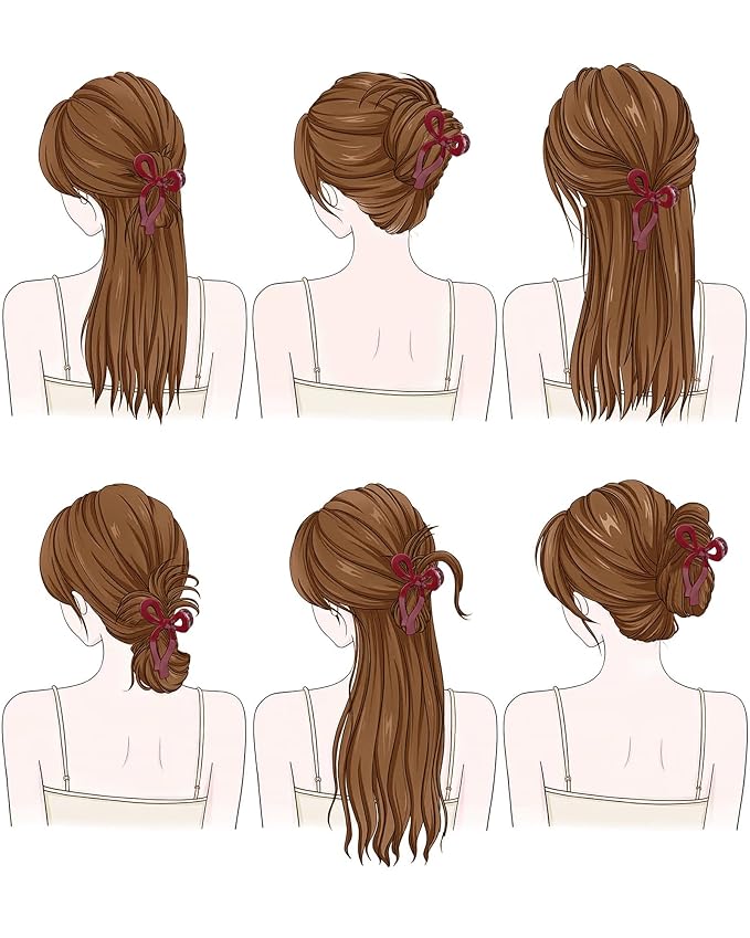 Mesovor 4 Pack Bow Hair Claw Clips for Women, Nonslip 4.3" Large Hair Grip Clawclips for Thin and Thick | Bowknot Hair Strong Hold Hair Jaw Clamps Gifts (Black, Burgundy, White, Red Polka Dots)