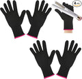 2 Pair Heat Resistant Gloves for Hair Styling Professional Hot Hand Gloves Heat Protection Flat Iron Gloves Pink Edge Heat Press Sublimation Gloves for Women Curling Wand Styling Tool