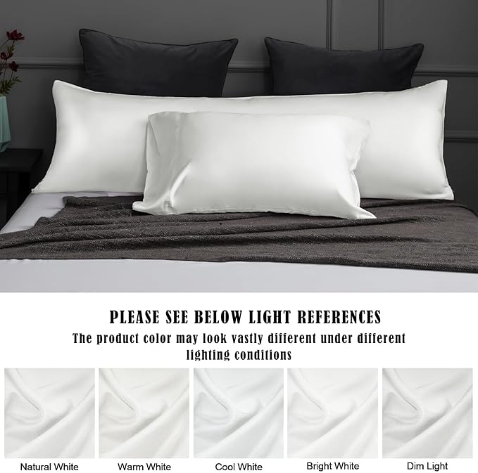 TELUS Body Cooling Pillow Case Cover, Bamboo Rayon Pillowcase with Zipper Closure, Breathable Pillow Cover for Hot Sleepers and Night Sweats, 20x54 inches, Ivory White