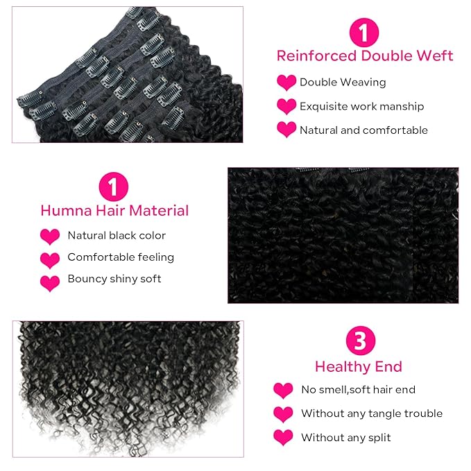 Curly Clip in Hair Extensions for Black Women Brazilian Virgin Human Hair Clip in Extensions Kinky Curly Clip ins Human Hair 8Pcs 120g 12inch Natural Black