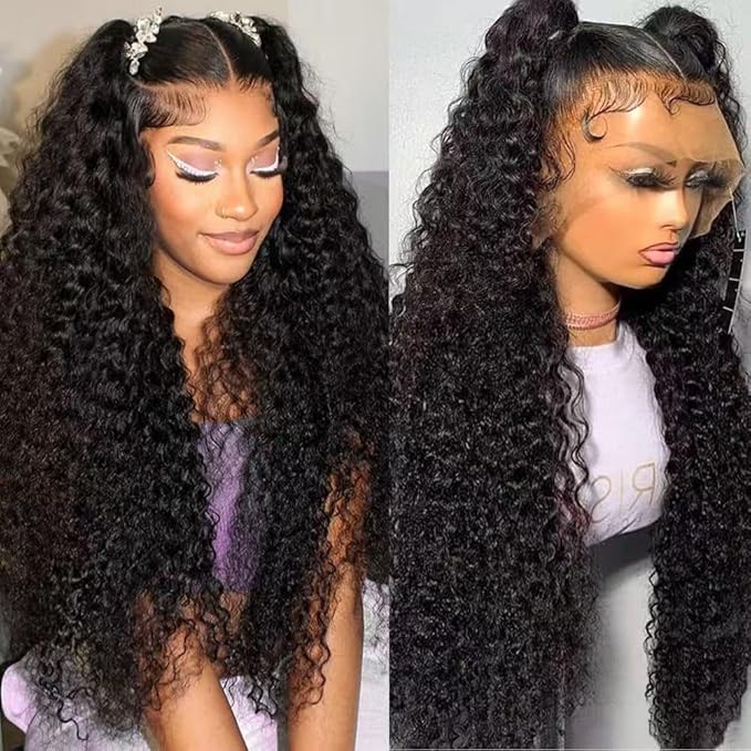 VIPbeauty Deep Wave Lace Front Wigs Human Hair 13x6 HD Lace Front Wigs Human Hair Pre Plucked Brazilian 200 Density Deep Wave Curly Glueless Frontal Wigs Human Hair 20 Inch