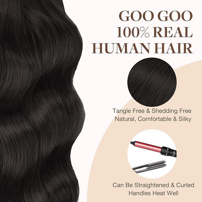 GOO GOO Tape in Hair Extensions Human Hair, 2 Dark Brown, 26inch 120g 40pcs, Skin Weft Seamless Invisible, Silky Straight with Thick Ends, Remy Human Hair
