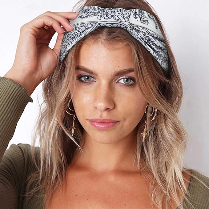 Wide Headbands for Women Knotted No Slip Head Bands Soft Turban Headband Hair Accessories Boho African Solid Color Head Wraps for Women Yoga Workout Pack of 6