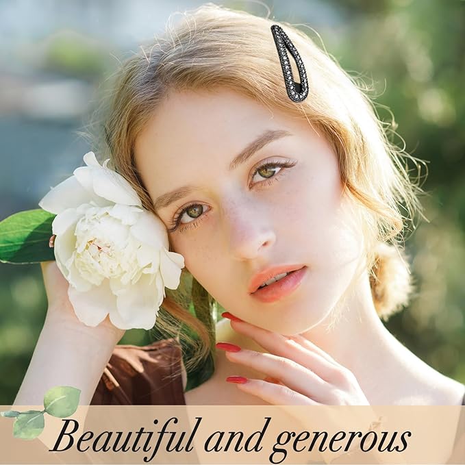 2PCS Rhinestone Hair Clips,Snap Hair Accessories,Decorative Hair Clips,Rhinestone Barrettes For Women Girls(SET16)