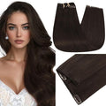 Full Shine Thick Clip in Hair Extensions Real Human Hair Darkest Brown Straight Invisible Clip in Extensions Natural Hair Extensions for Women Extra Volume 7 Pcs 20 Inch