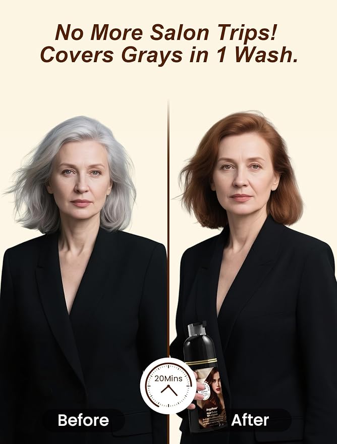 Chestnut Brown Hair Dye Shampoo 3 in 1, Natural Hair Dye to Cover Gray Hair, 400 ML