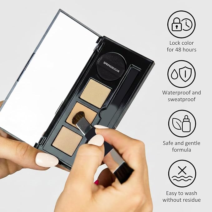 Root Touch Up Hair Color – 3 Color Blendable Hairline Powder for Gray Coverage, Root Cover Up & Thinning Edges – 48H Sweat Resistant, Natural Finish for Women & Men – Dark Brown