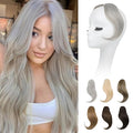 REECHO Bangs Hair Clip in Bangs, 2 PCS Face-Framing Classic Curtain Bangs Fringe Fake Bangs Hairpieces for Women Daily Wear - Silver Grey