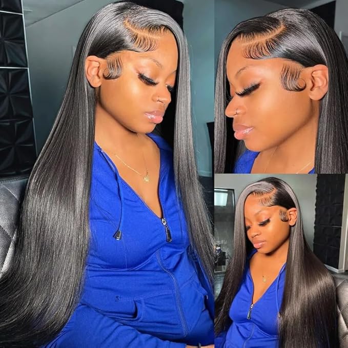 Hermosa 220% Density HD Transparent Lace Front Wigs Human Hair for Women 12A Brazilian Straight 13x4 Human Hair Lace Front Wigs Pre Plucked with Baby Hair Natural Hairline 26 inch