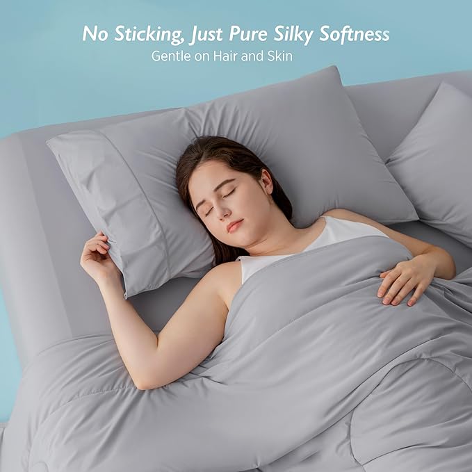 Breescape Cooling Pillow Cases Standard/Queen Size - BlendTek™ Dry & Cool Technology for Hot Sleepers and Night Sweats, 2 Pack Soft & Smooth Pillowcases for Hair & Skin Care, 20" x 30", Misty Gray