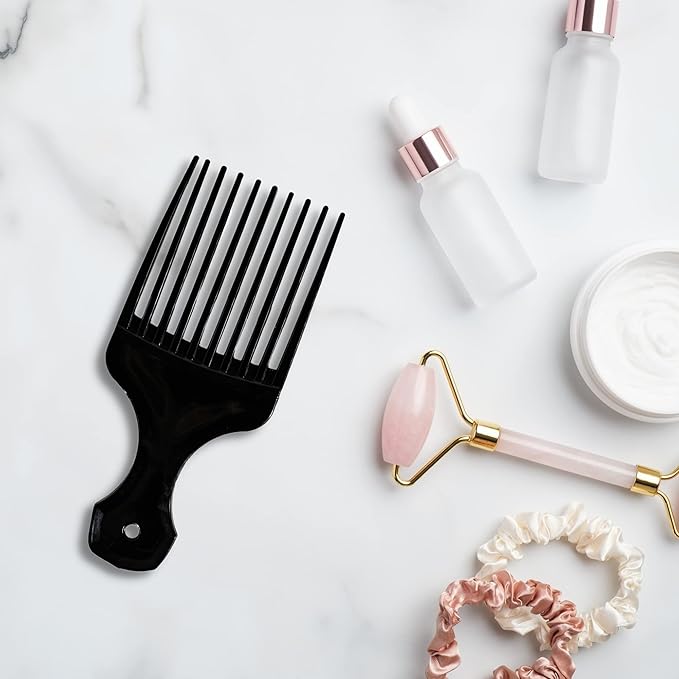 Plastic Hair Pick Comb – Wide Tooth Afro Lift Picks - Pack of 10 Combs - 5.25 Inch - for Styling Lifting Detangling Adding Volume for Long Curly and Thick Hair, Wigs and Beards for Men & Women