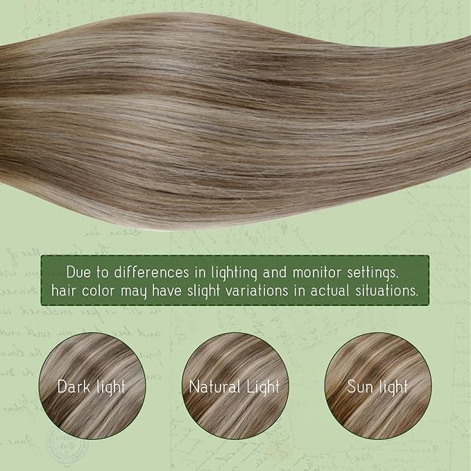 RUANTURE Balayage Clip in Hair Extensions Human Hair, Clip in Extensions Real Human Hair, Double Weft Remy Hair, Natural Looking, Thick Ends, 20 Inch 120g 7pcs #3/8/22
