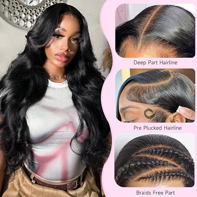 AMIRTY 250 Density 13x6 Lace Front Wigs Human Hair Pre Plucked Real Virgin Human Hair Wig Invisilbe Hairline Tiny Knots Body Wave HD Lace Frontal Wigs 3X Longer Lifespan 20 Inch