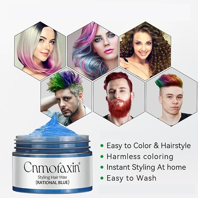 Red Temporary Hair Color Wax,Hair Wax Color,Washable Gray Hair Dye for Men & Women,for Party,Cosplay & Daily 4.23 oz