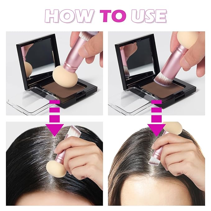 Acomler Root Touch Up Powder, Hairline Powder for Thinning Hair, Root Touch Up Hair Color, Gray Hair Coverage for Women Men Cover Up, Hair Loss Concealer Includes Makeup Brush (Light Brown, 0.42oz)