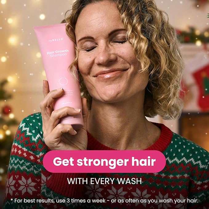 Trybello Hair Growth Shampoo | Natural Hair Thickening & Scalp Detox | Sulfate Free, Vegan, Anti-Hair Fall Formula | Caffeine, Aloe Vera, Turmeric, Urucum Extract | For All Hair Types