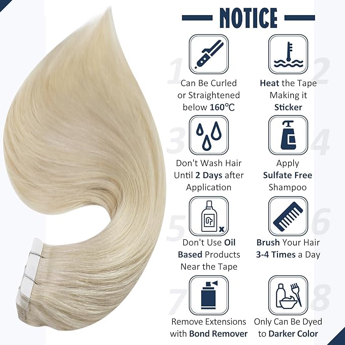 Full Shine Invisible Tape in Hair Extensions Color 60 Blonde Remy Skin Weft 12Inch Tape in Extensions 20 Pcs Seamless Invisible Brazilian Real Human Hair for Wedding Natural 30G