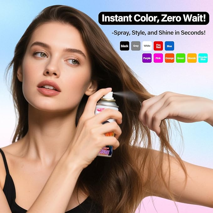 Temporary Hair Color Spray For Kids Women Men, Temporary Hair Dye Washable Hair Color Wax Non-Sticky For Cosplay Party DIY, Christmas Party, Halloween Crazy Hair Day(Blue, 4.06 oz)