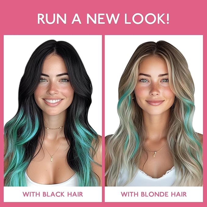 WENNALIFE Teal Green Clip in Hair Extensions Real Human Hair 35g 6pcs 20 Inch Colored Hair Extensions for Kids Women Colorful Hair Pieces Pop-up Style Straight Extensiones De Cabello Humano Con Clip