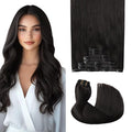 Pro2.0 Remy Real Human Hair Extensions Clip ins 120g Thick 7pcs Color #1B Natural Black Remy Clip in Hair Extensions Real Human Hair 16inch Seamless Double Weft for Women（#1B-16inch）