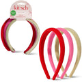 Kitsch Velvet Headbands for Women & Girls - No-Slip, Comfortable, Lightweight & Gentle on Hair – Ideal Hair Accessories for Holiday Outfits, Everyday Looks & Holiday Gift - Pink, Red & Green, 3pcs